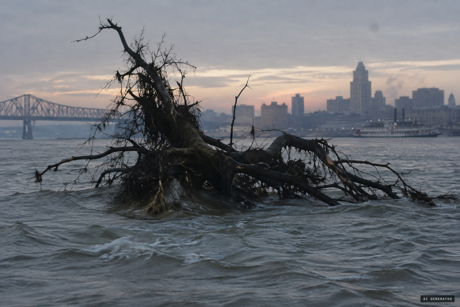 A tree bobbing in the water, the explanation police suggested