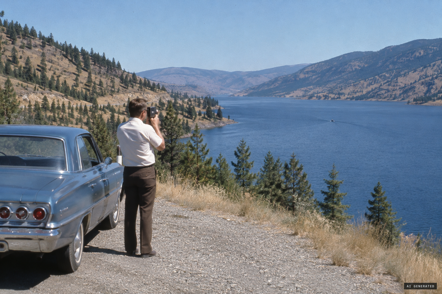 Okanagan Lake, home of the Ogopogo legend, where Art Folden filmed from Highway 97 in 1968