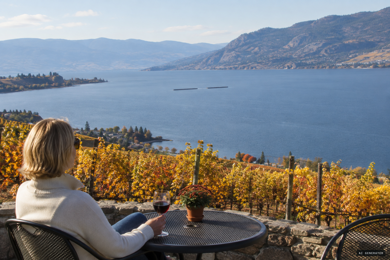 From a winery above the lake, Richard Huls sees two long dark shapes lying side by side