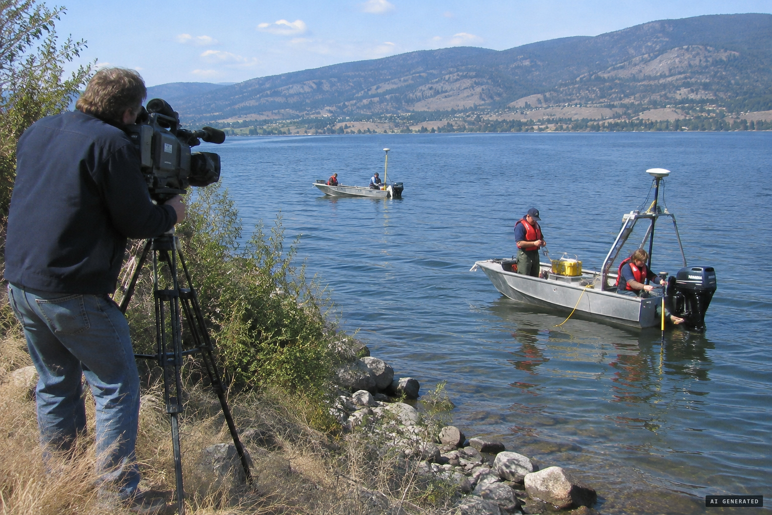 Testing the 1968 Folden film with surveyor boats