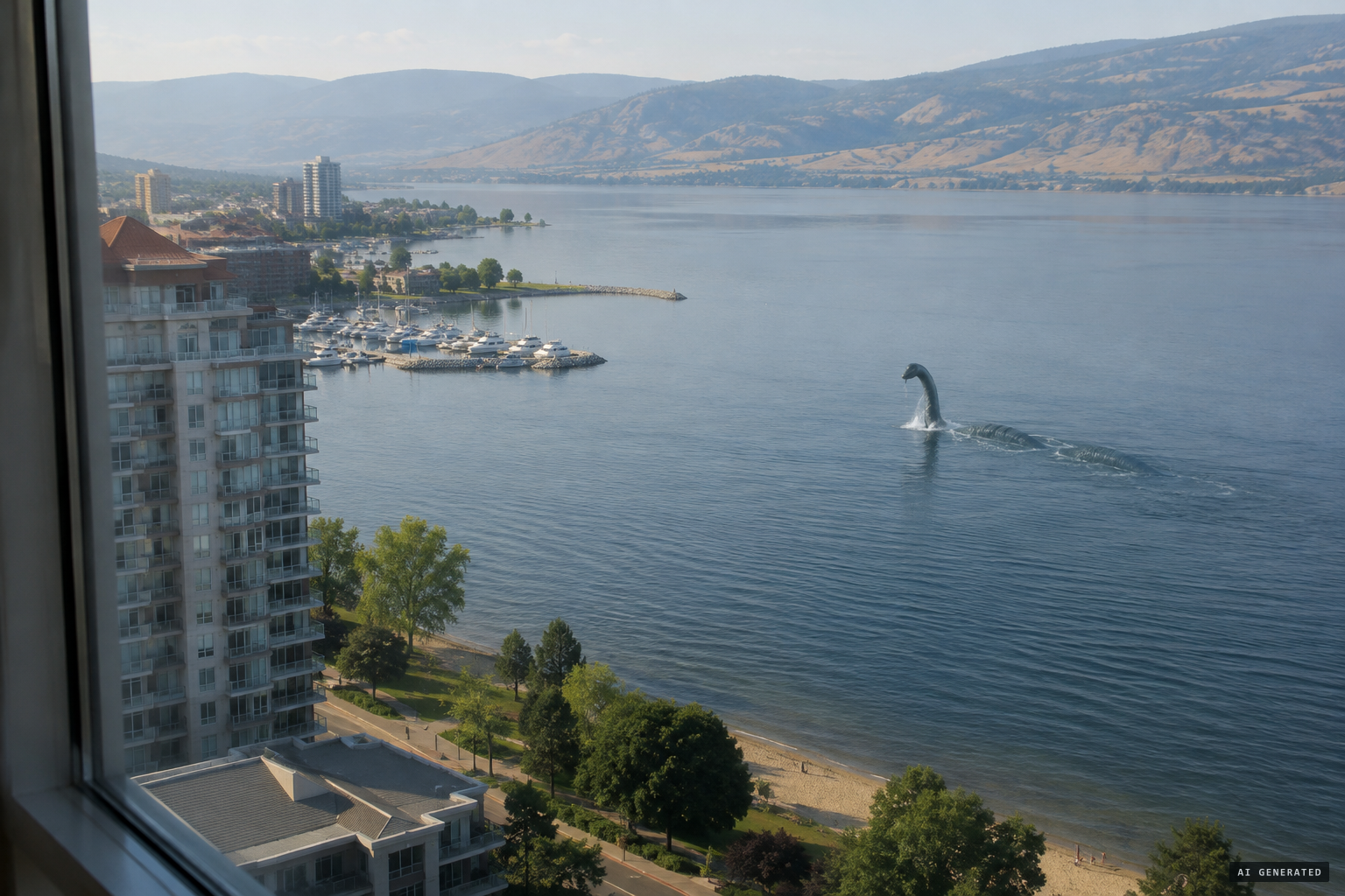 From the 22nd floor, "a giant snake breaching out of the water"