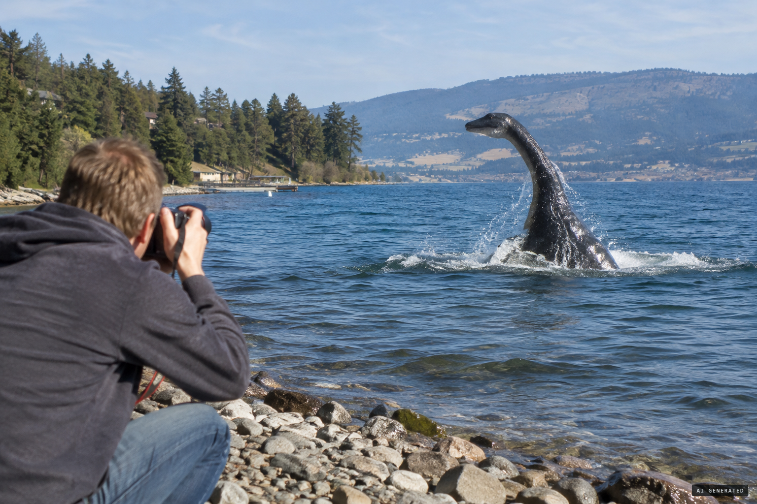 Andrew Stark photographs a large moving object at Bluebird Bay