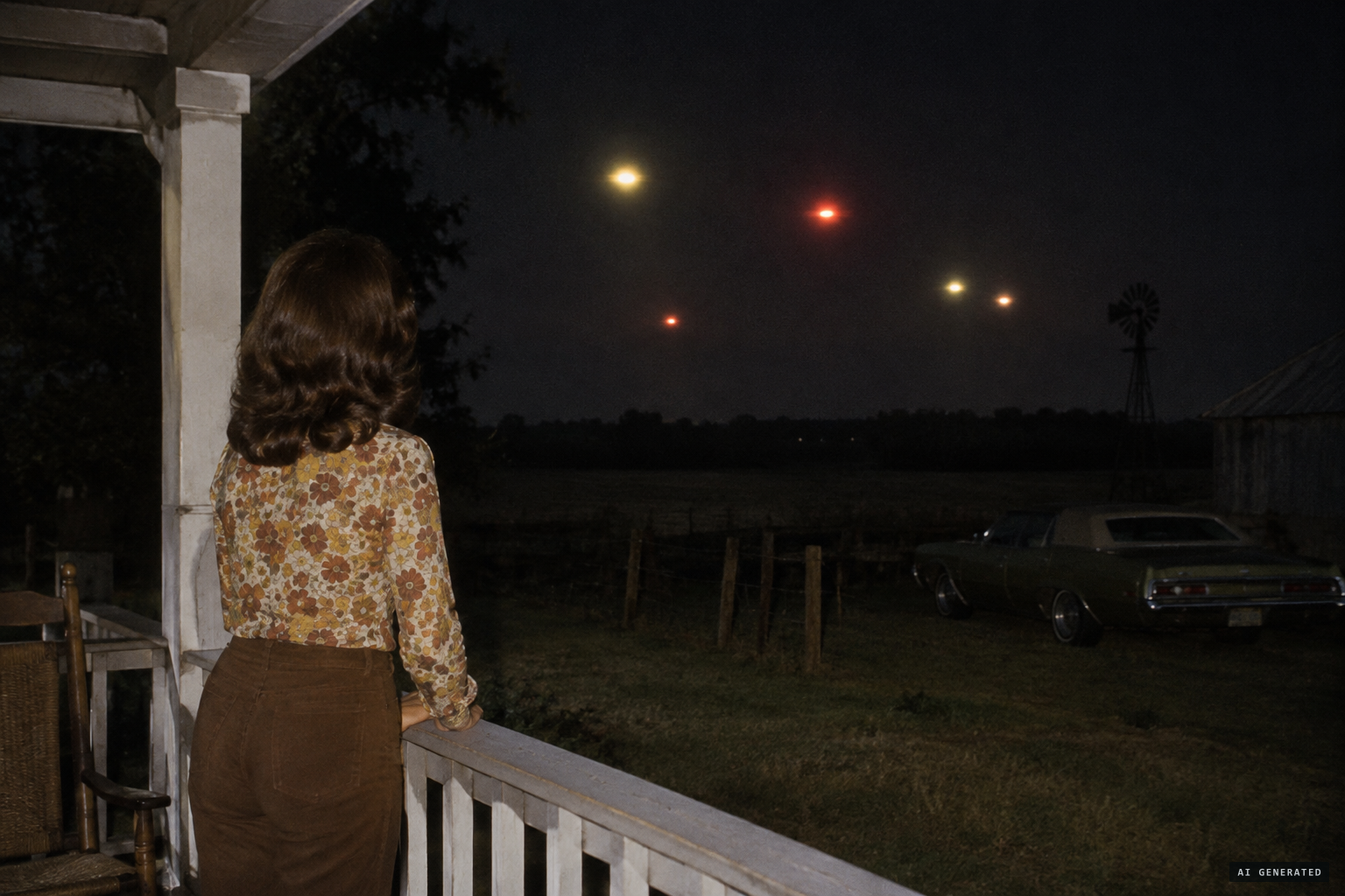 Rachel Gray watches bright yellow and red lights over Bay View