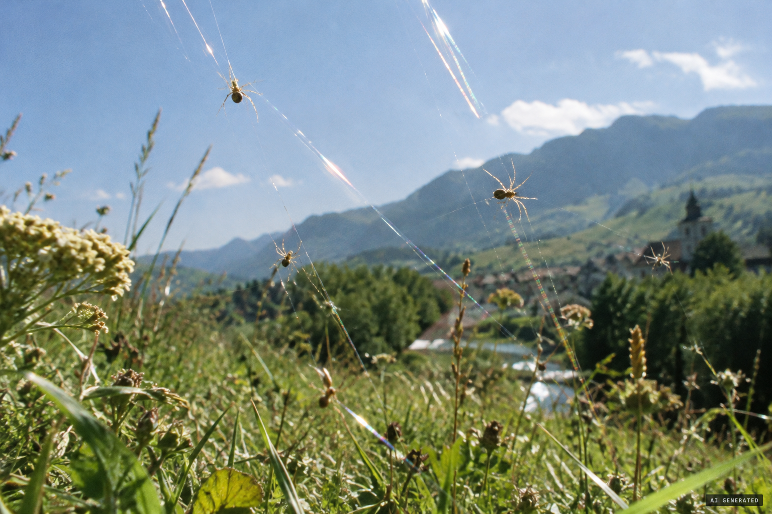 The doctor's explanation: migrating field spiders riding gossamer threads