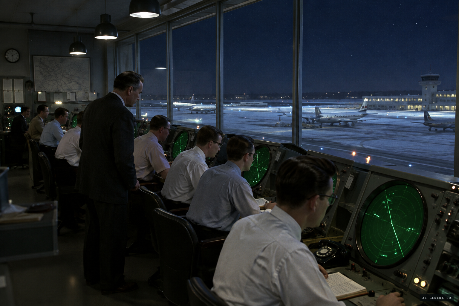 The Orly radar room on the clear, freezing night of 17 to 18 February 1956