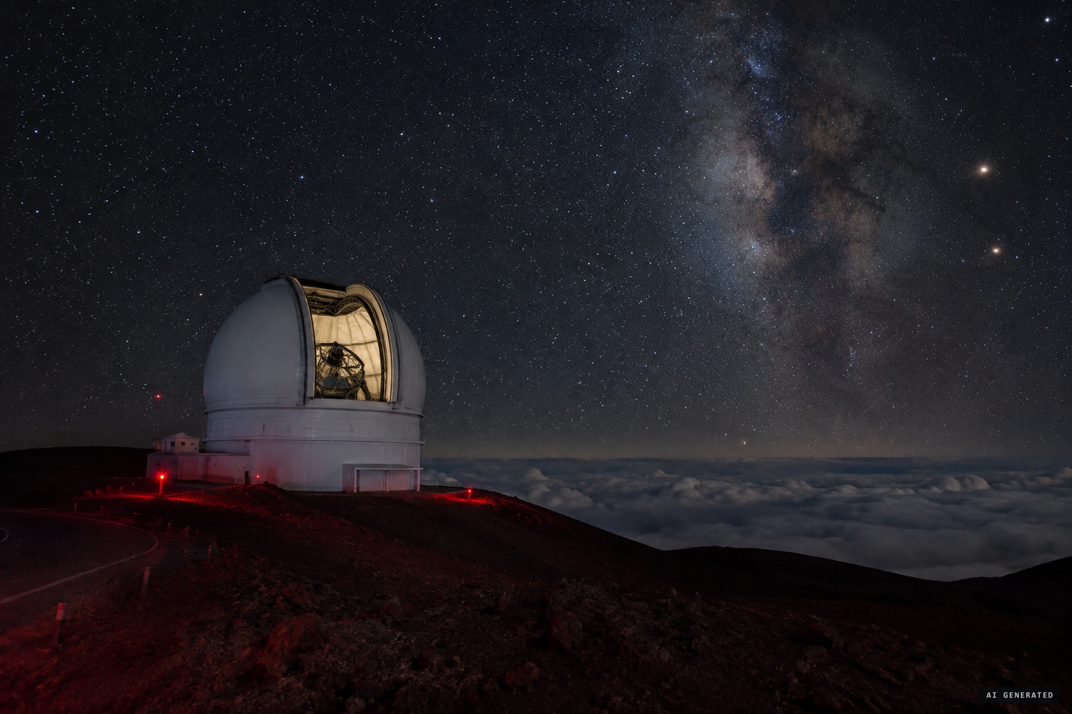 The Pan-STARRS1 survey telescope on Haleakalā, searching the night sky