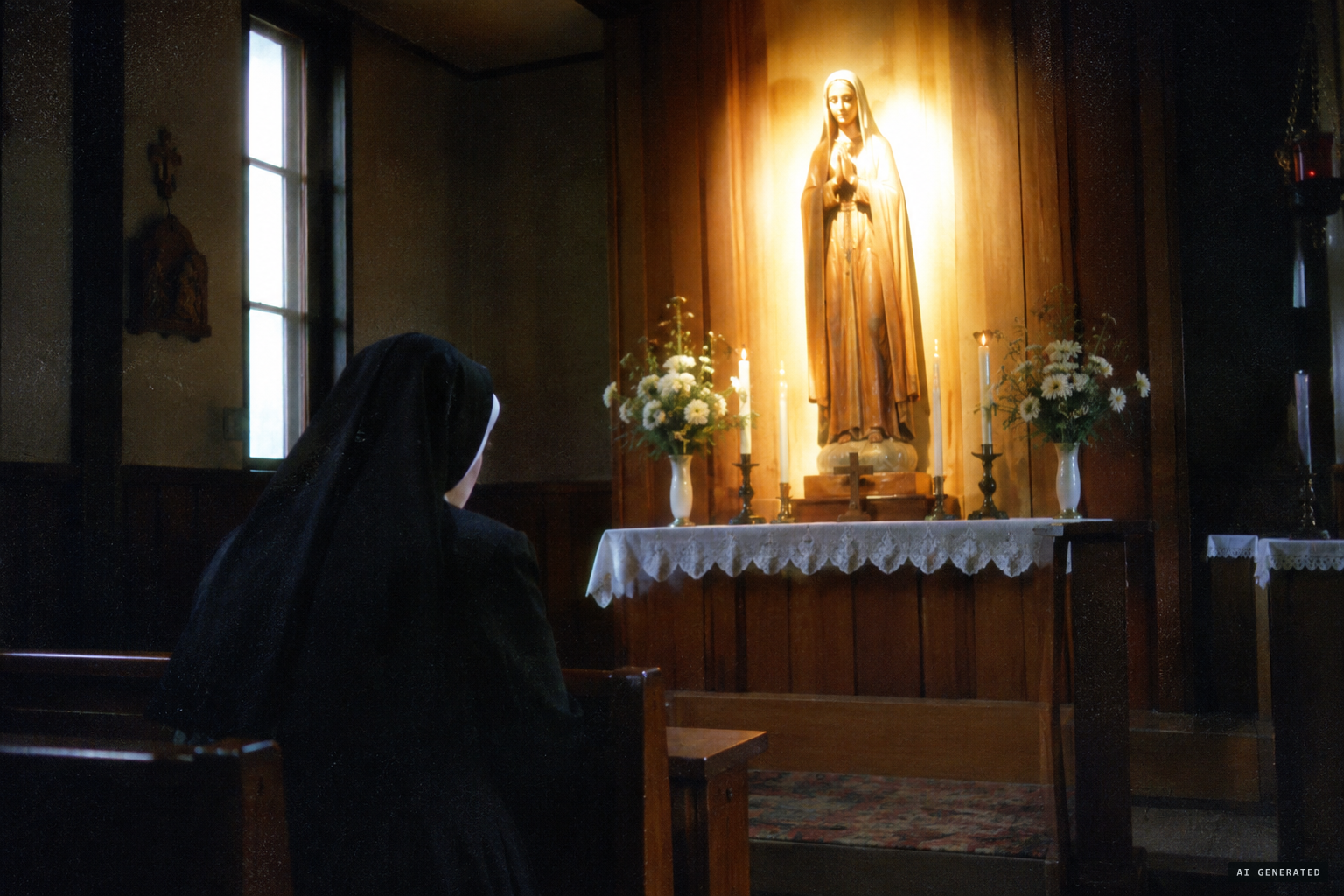 The statue, bathed in light, speaks to Sasagawa, 6 July 1973