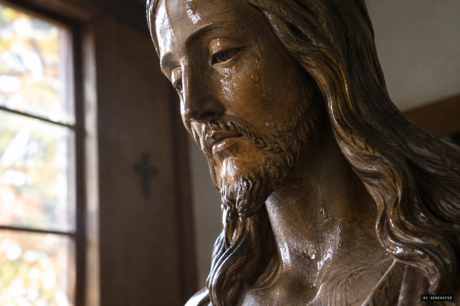 The statue sweats from its forehead and neck, 29 September 1973