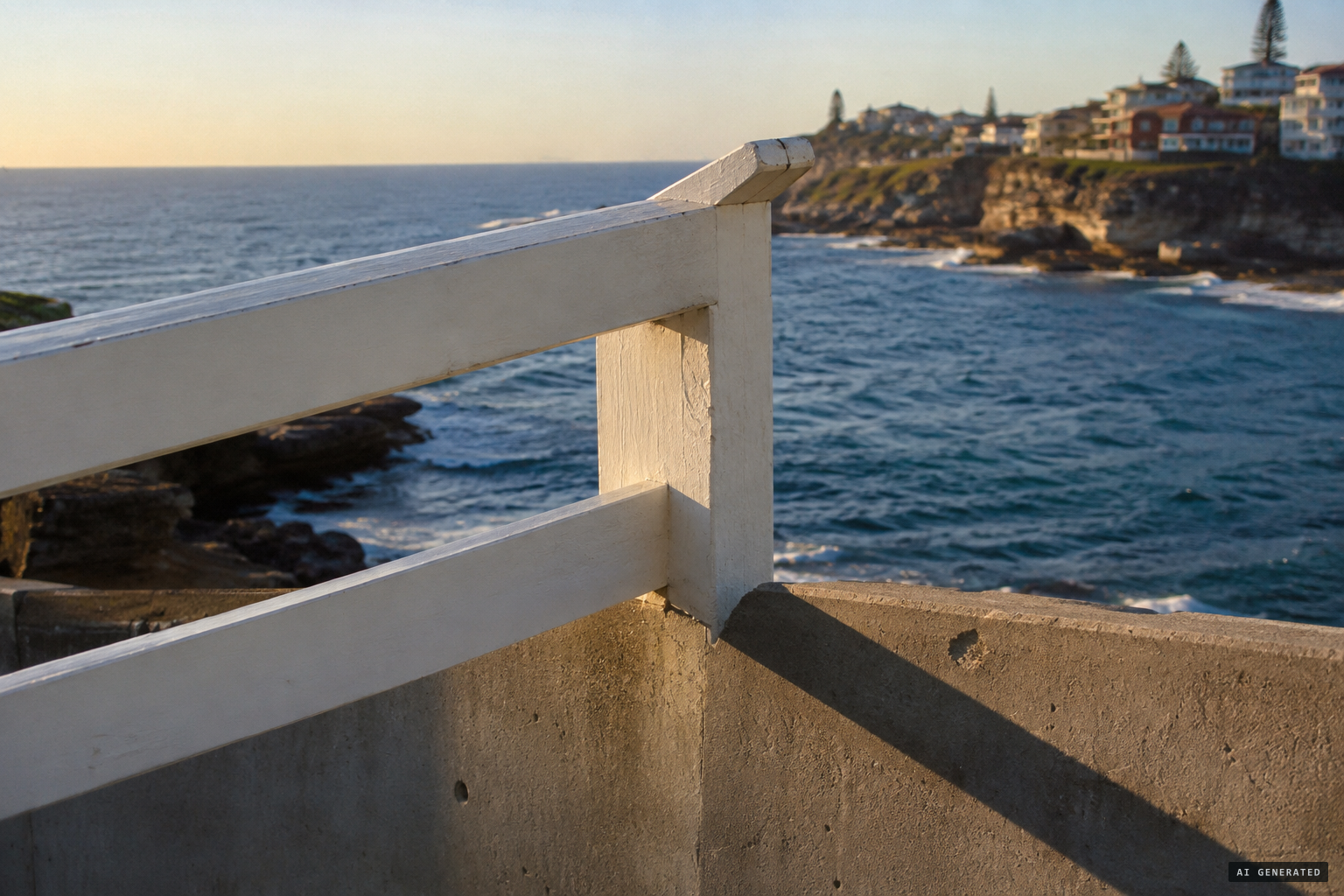 Rail, shadow and a small rise combine into a veiled woman