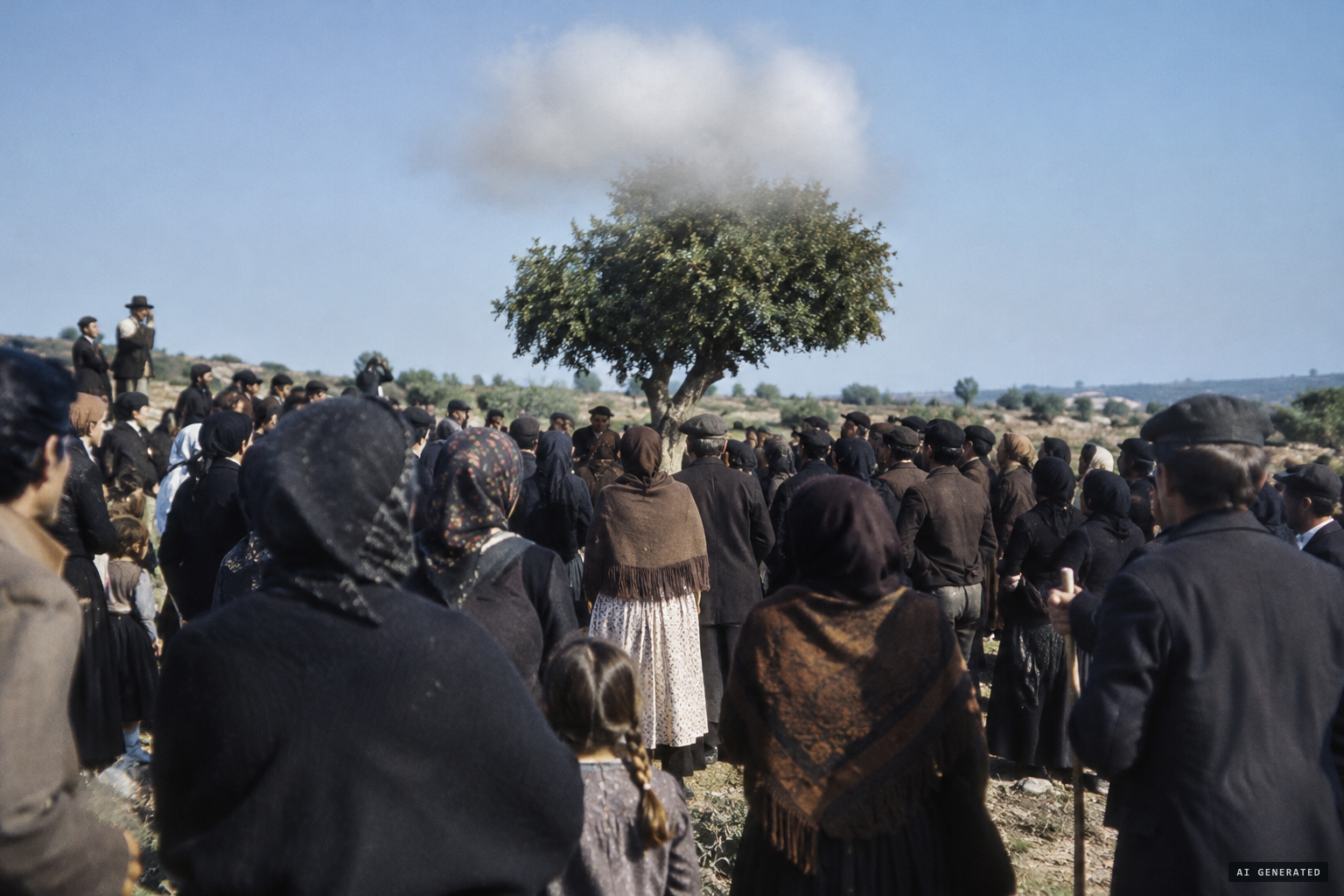 The crowds grew, and people described a small cloud over the oak