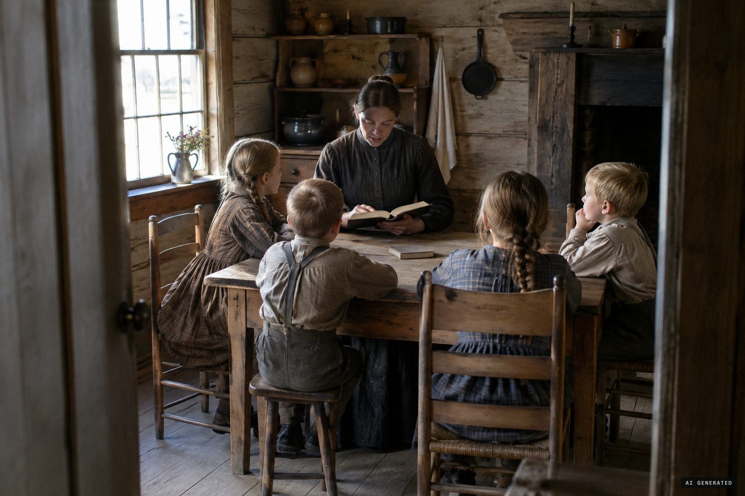 Adele teaches children house to house