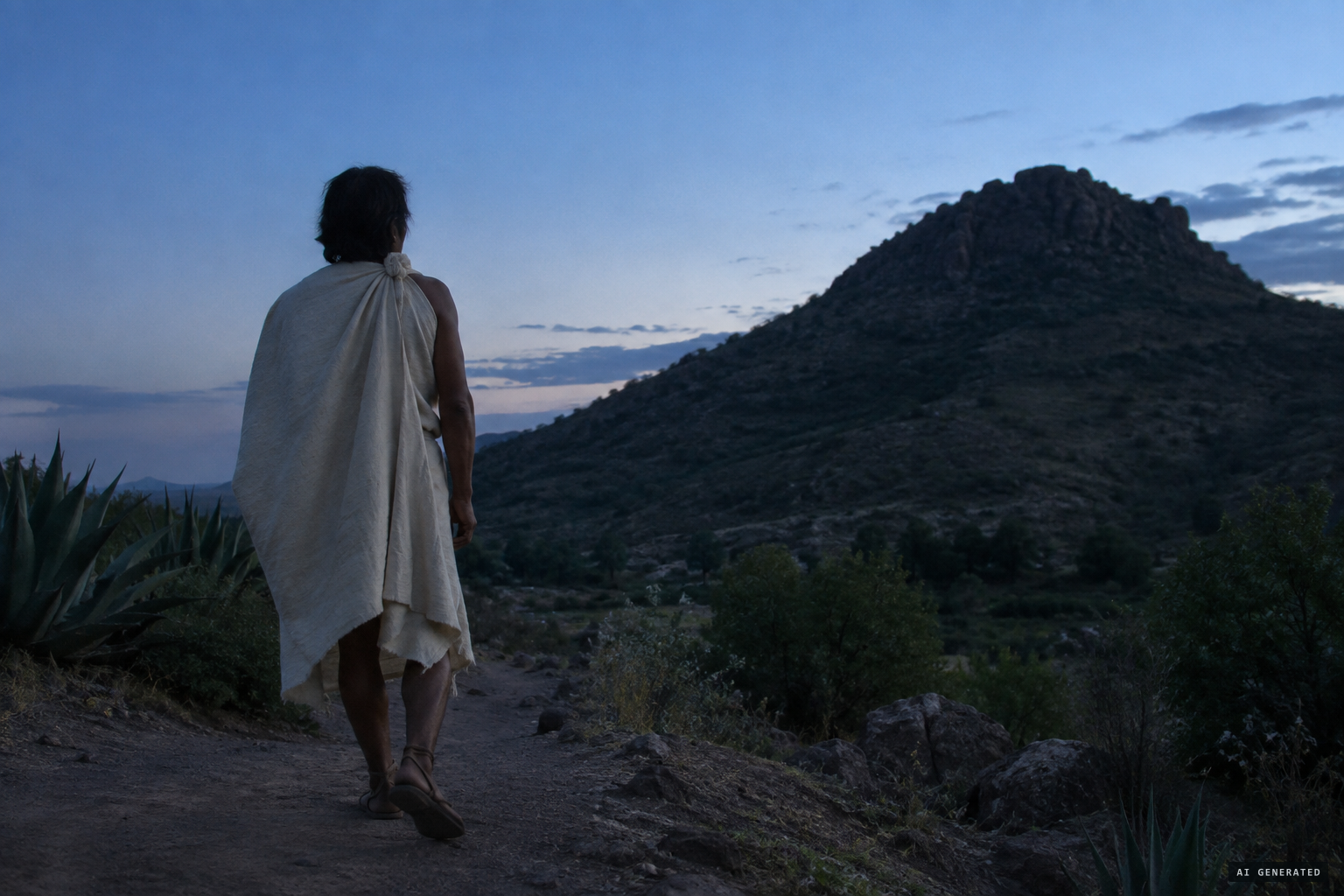 Juan Diego hears singing like many fine birds from the hill