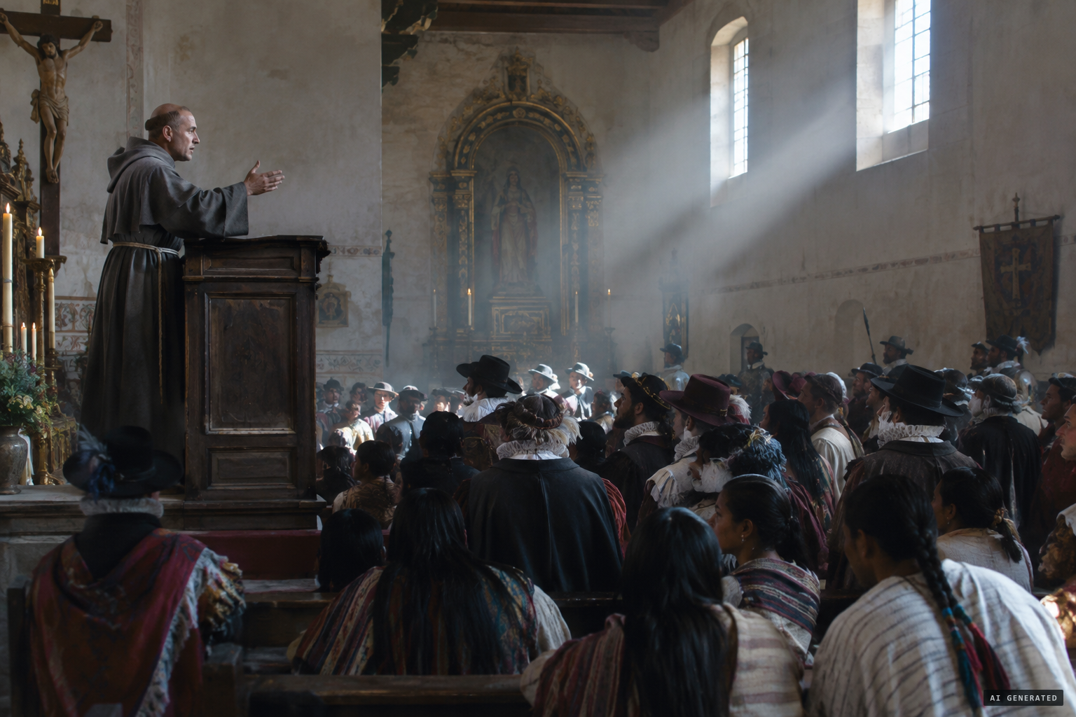 Bustamante preaches that the image was painted by an Indian