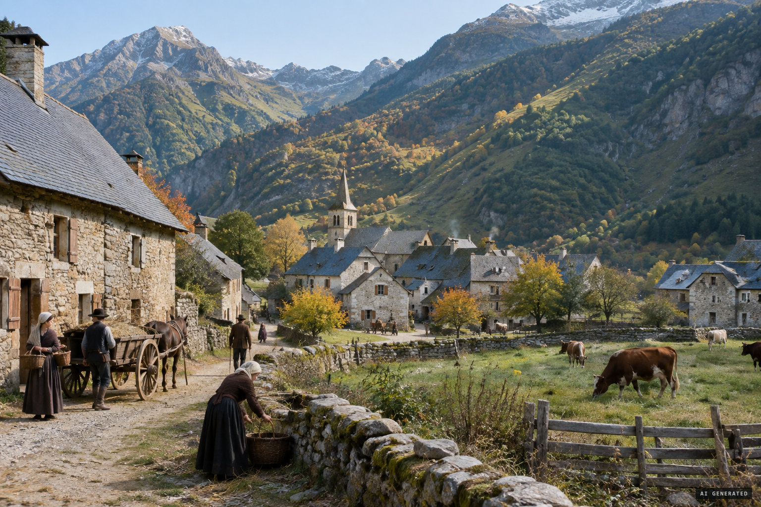Corps, a mountain village of fields and cattle, autumn 1846