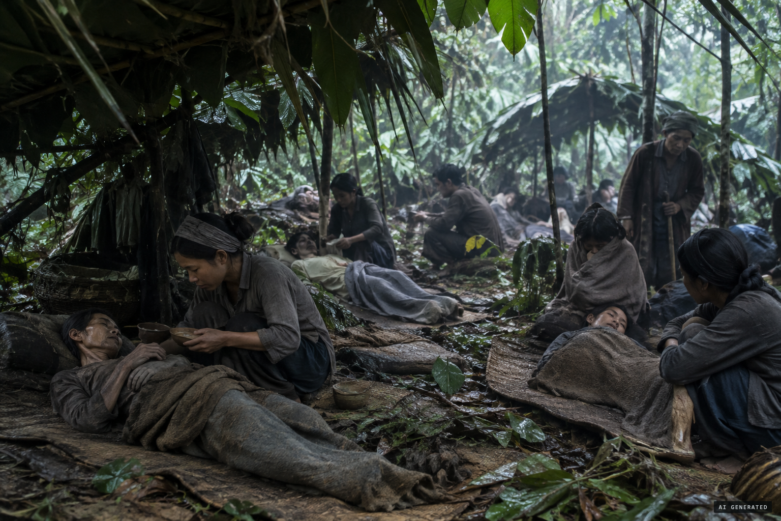Refugees suffer from hunger, cold and jungle sickness.
