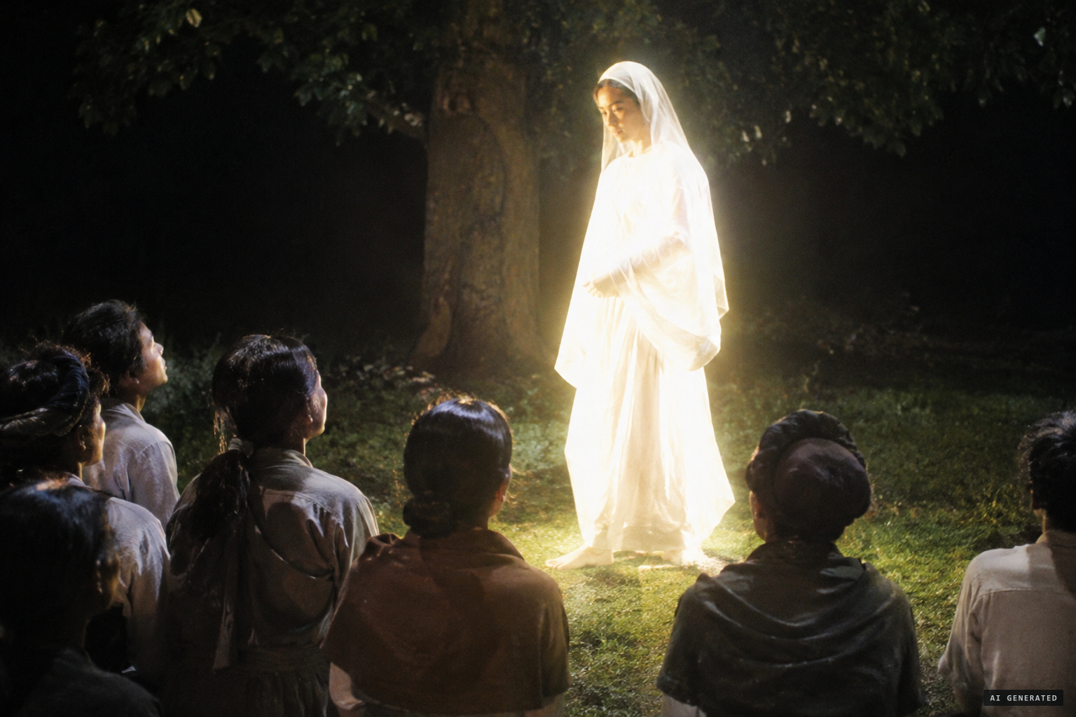 The lady walks back and forth in front of the Christians, like a mother with her children.