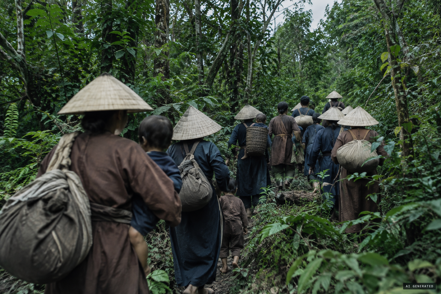 Catholics fleeing Cảnh Thịnh's edict into the forest at La Vang