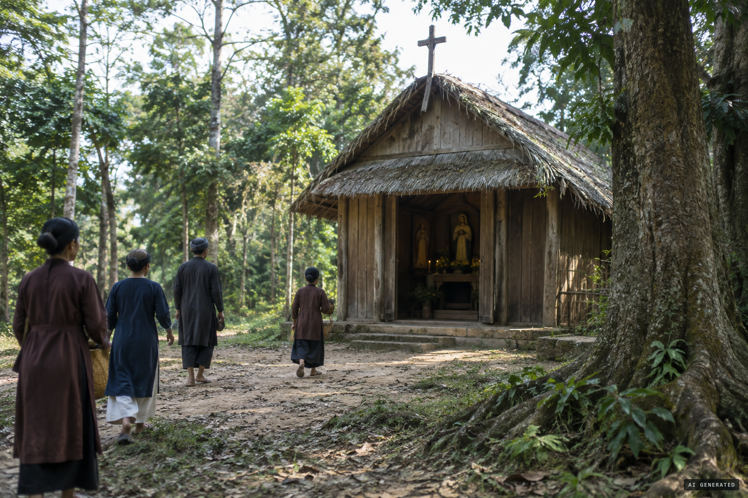 The first chapel at La Vang, built in 1820