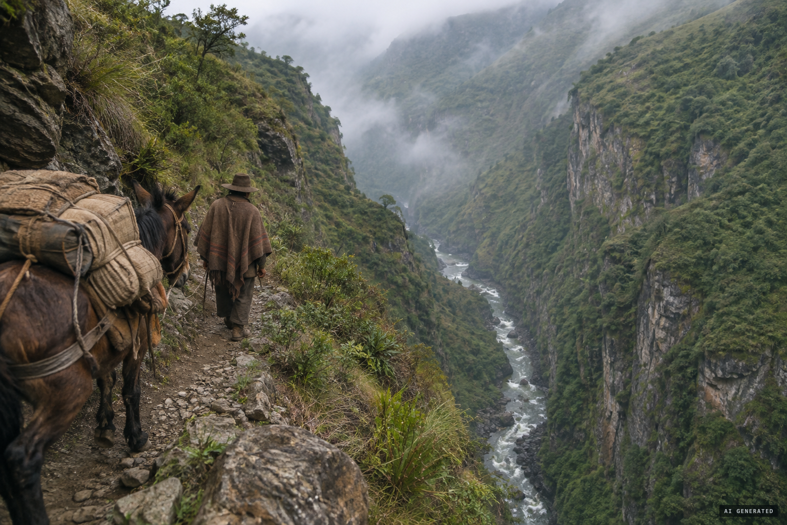 The deep Guáitara canyon near Ipiales, close to today's Ecuador border.