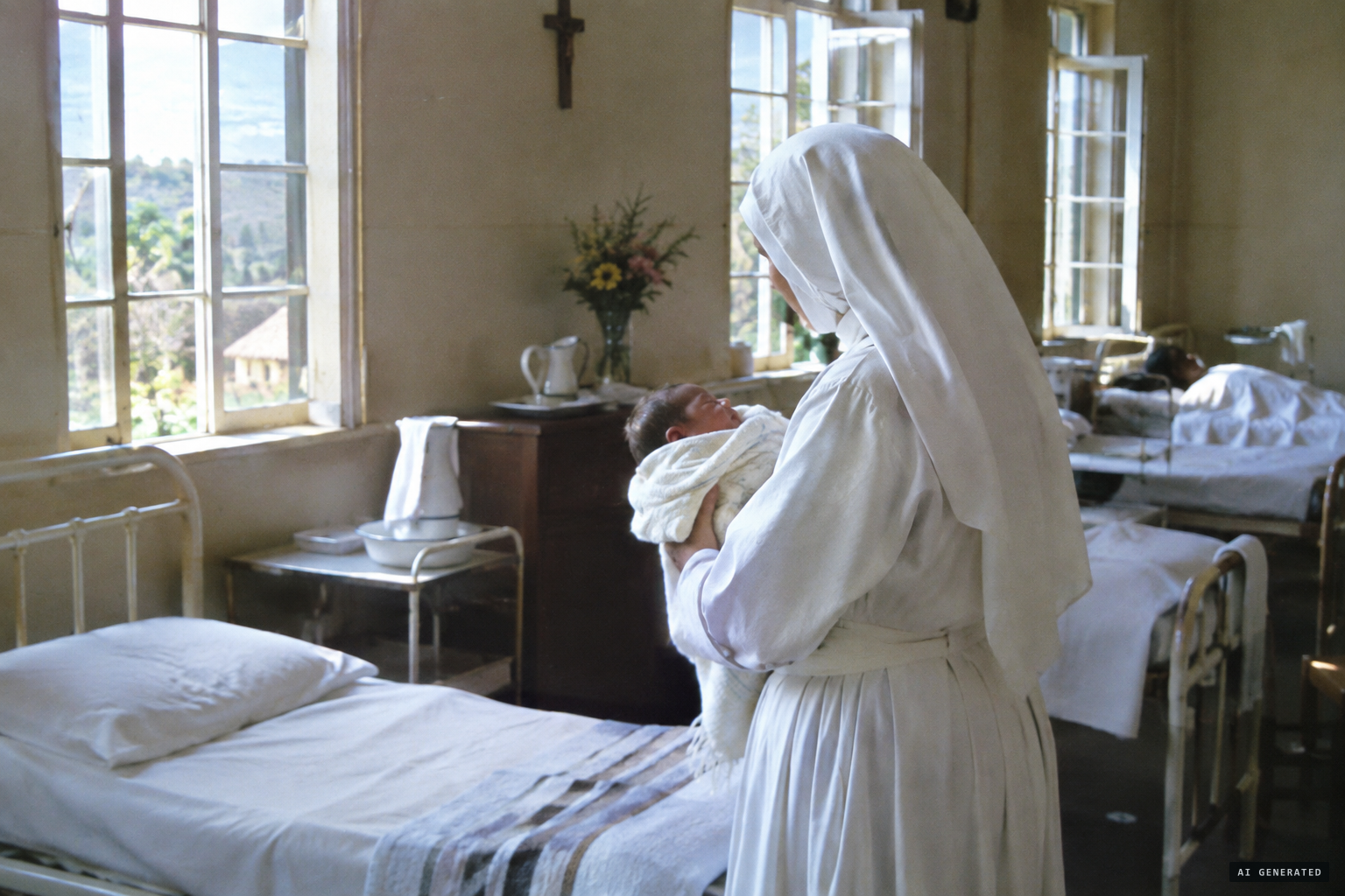 Sister Reinolda in the Nongoma maternity ward, where she delivered some 28,000 babies