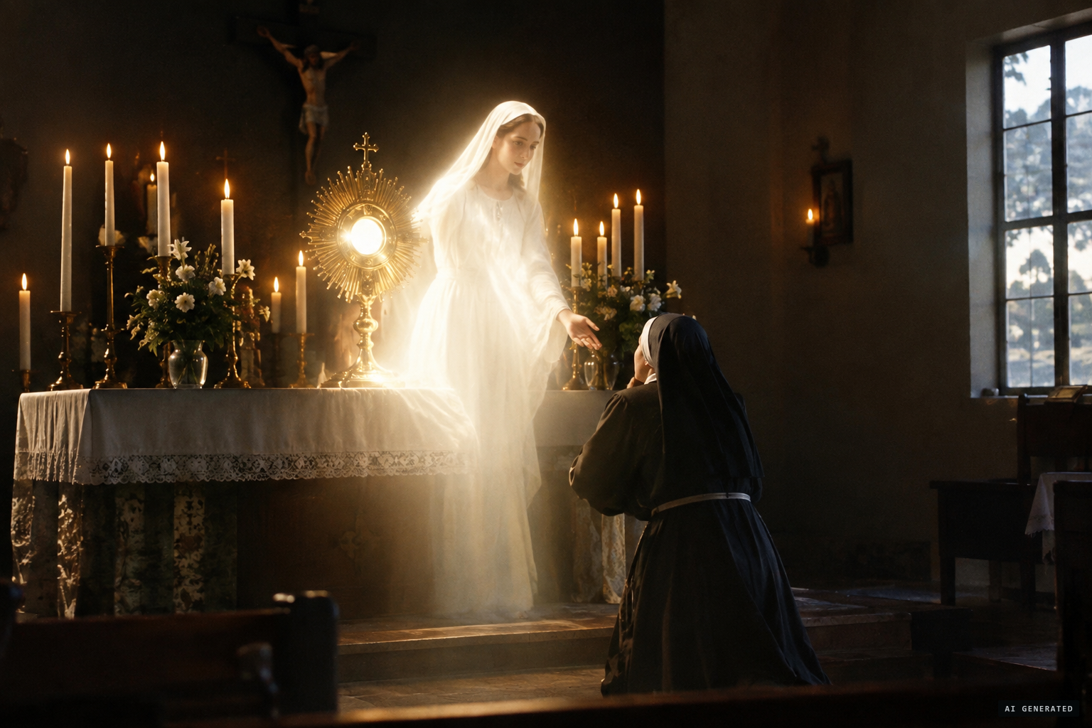 Mary comes out of the Monstrance during Benediction