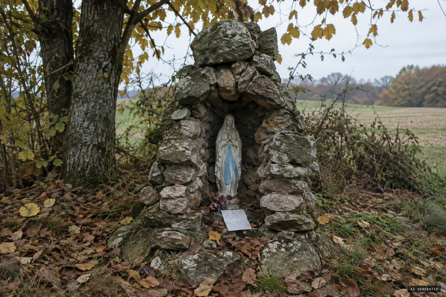 Estelle's letter to the Virgin left at the children's little Lourdes grotto