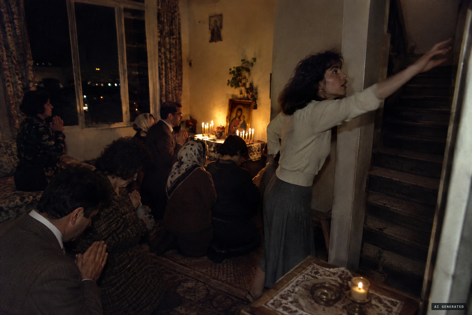 December 15, 1982, 11 pm: Myrna feels something pull her arm toward the stairs