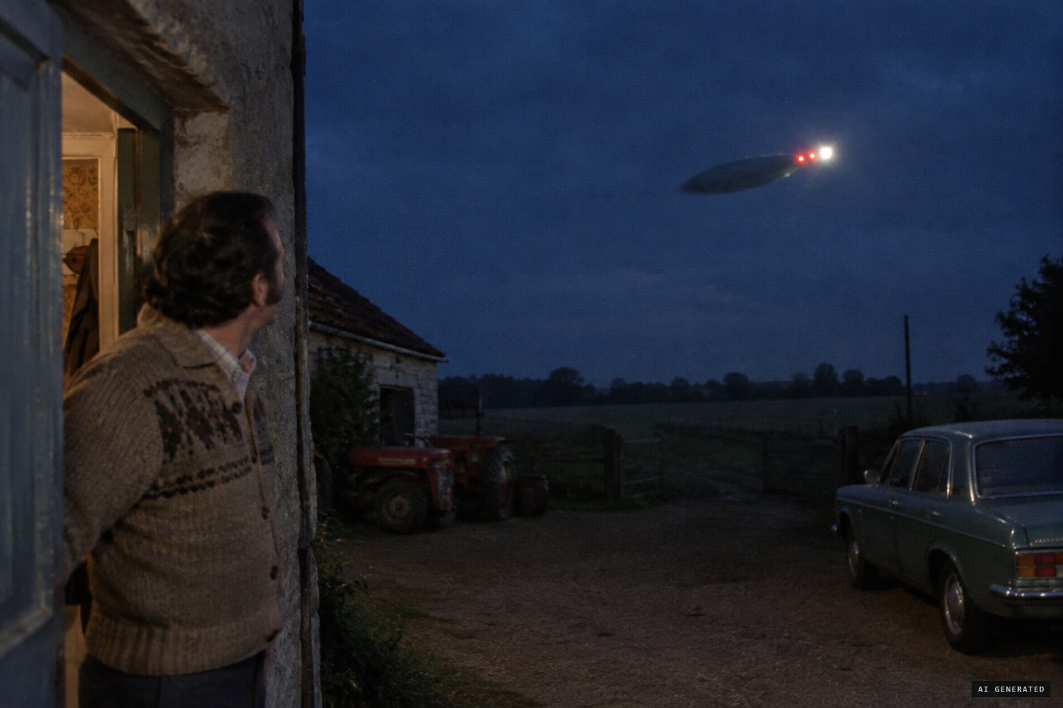 A neighbour sees something like a rugby ball, one point flashing brightly