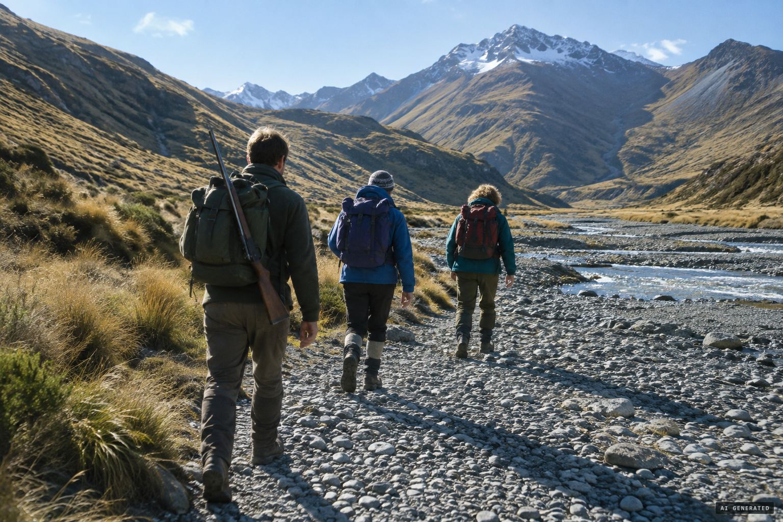 Freaney, Rafferty and Waby hike into the Craigieburn Range
