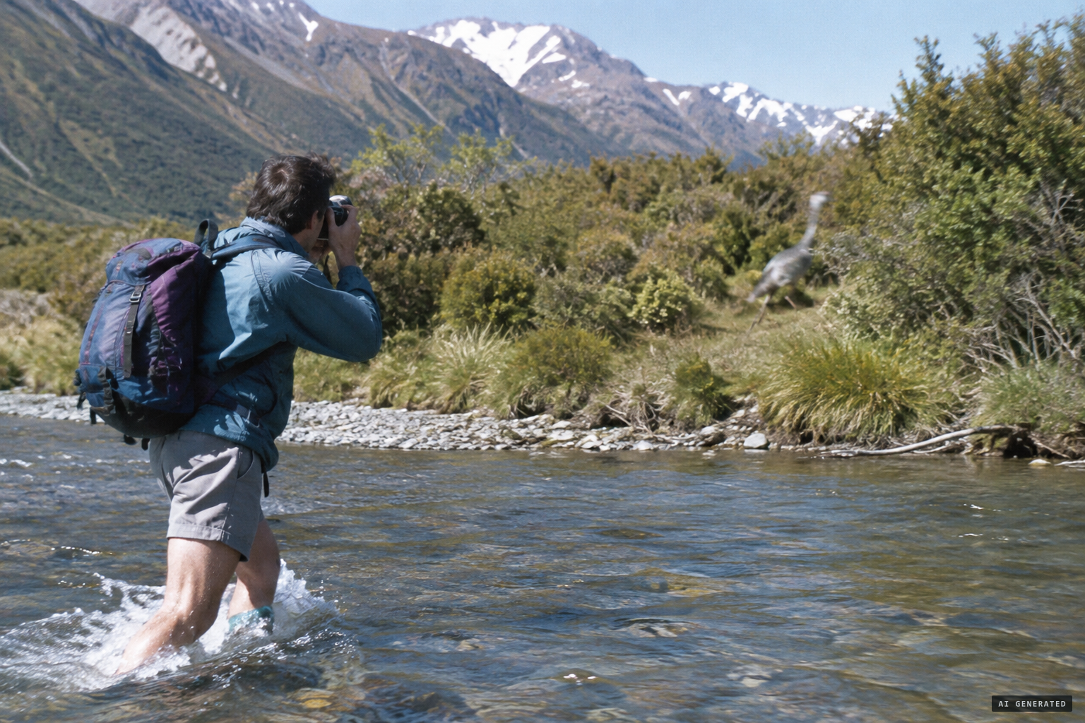 Freaney chases the animal across the river and photographs it