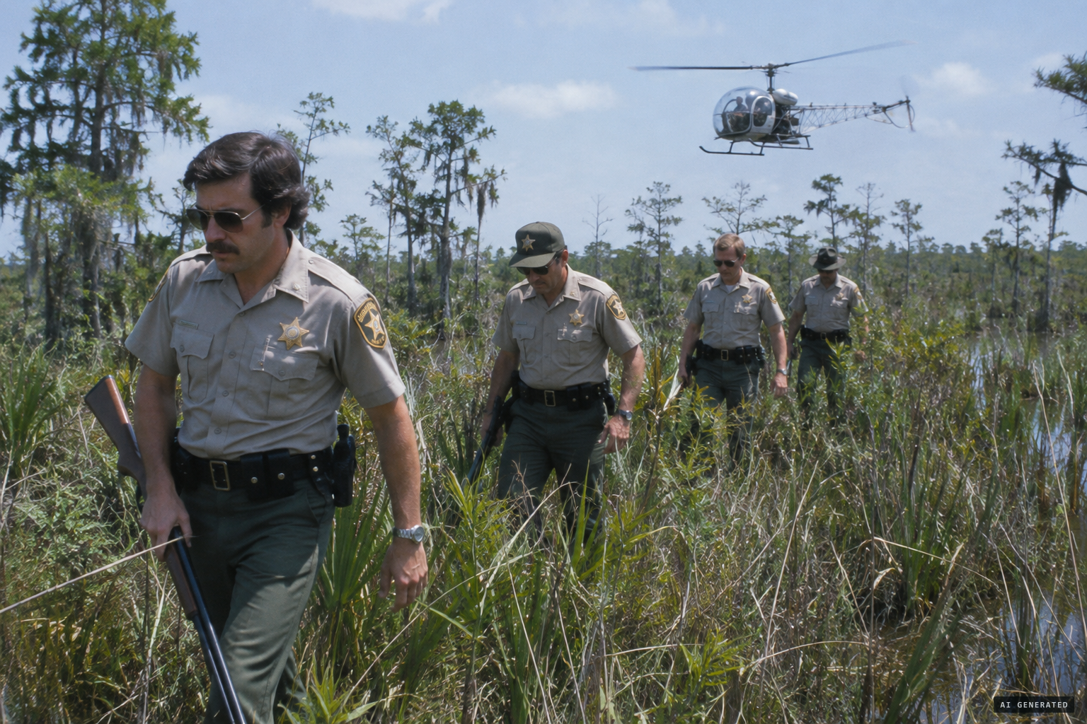 Later retellings: foot patrols and aerial surveillance find no body