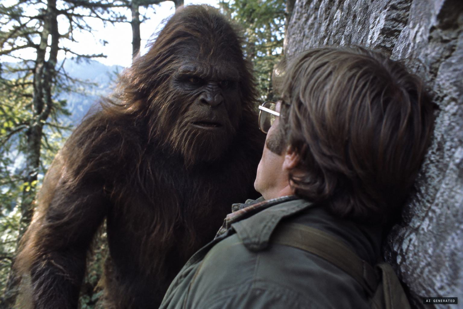 It came to about five feet away, his back against a stone cliff