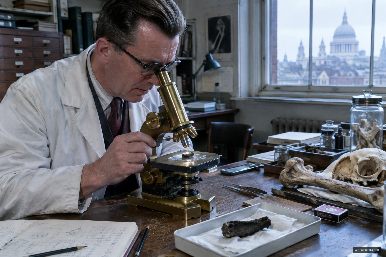 Osman Hill examines the fragments