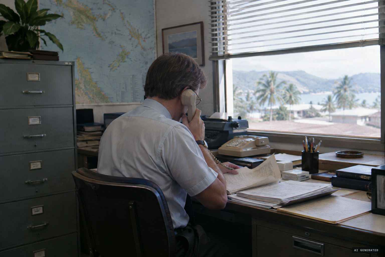 The embassy checks its records and phones the 43rd Strategic Wing