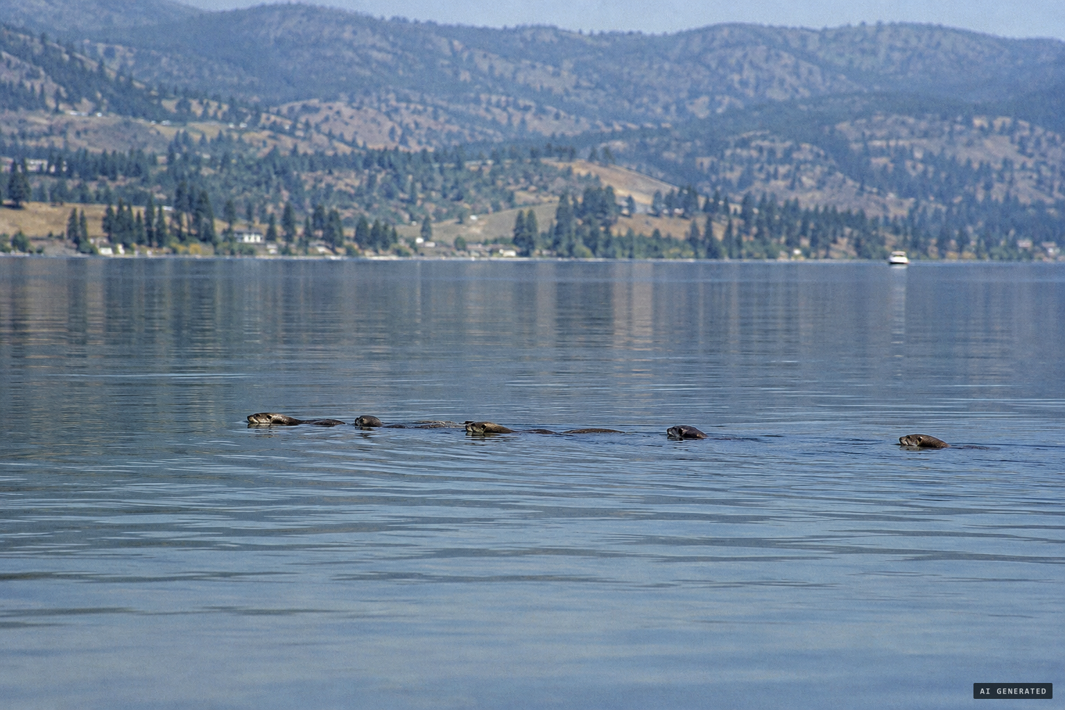 Otters swimming in a line, as Radford and Nickell read it