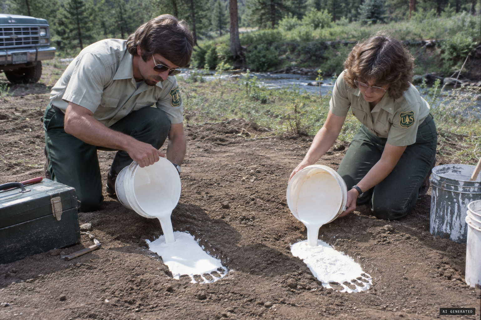 Freeman and Walla Walla Ranger District staff cast the footprints that same day