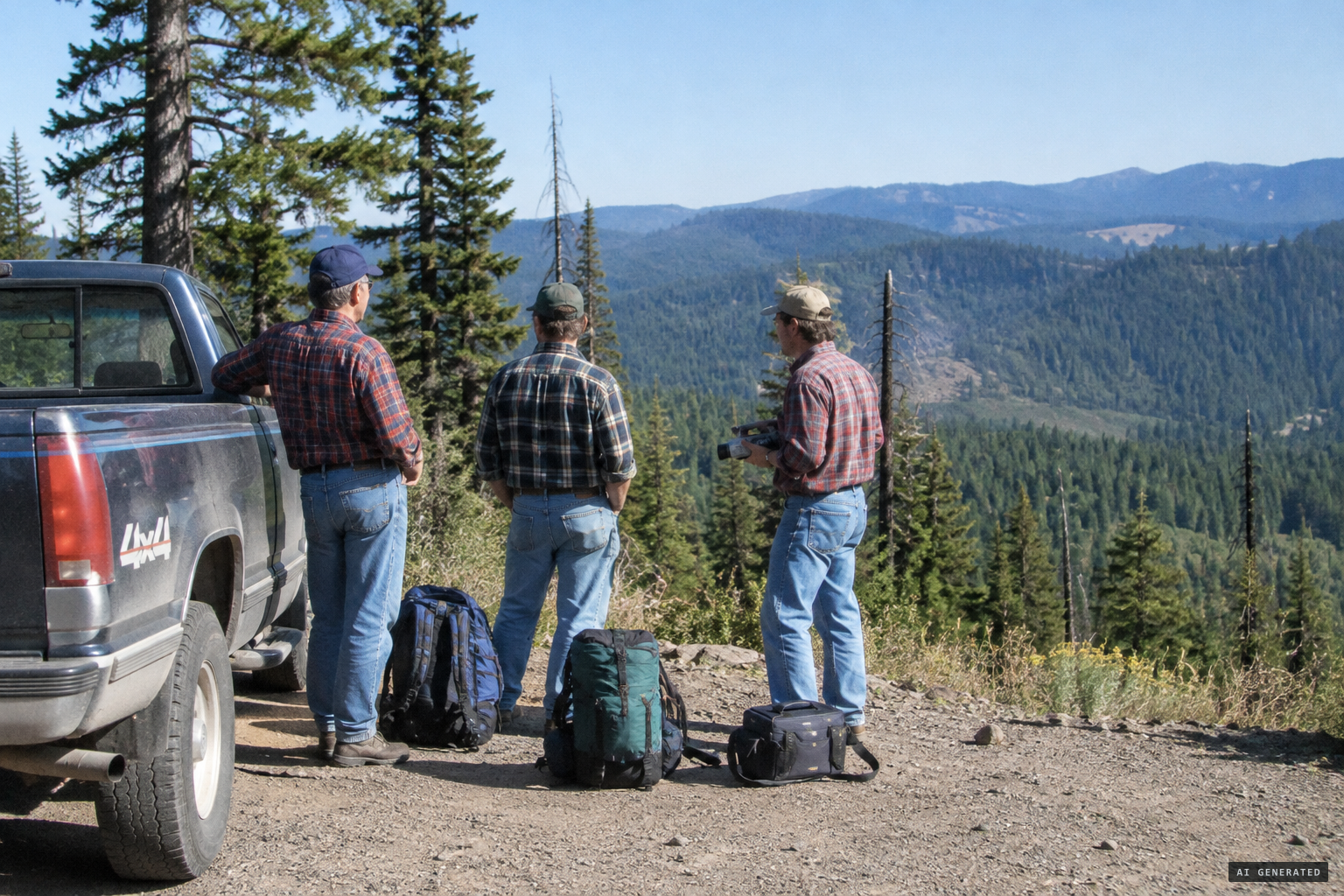 Paul Freeman, Wes Sumerlin and Bill Laughery set out into the Blue Mountains, August 1995