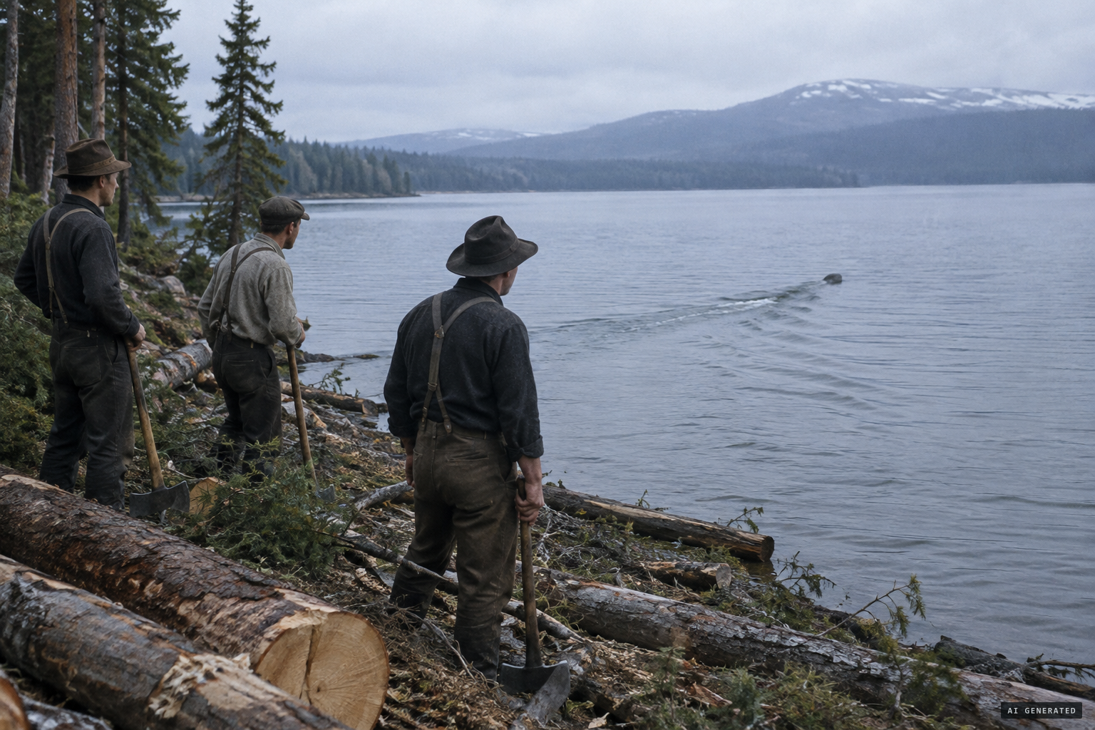 Tie-cutters see a 'log' that undulates and leaves its own wake