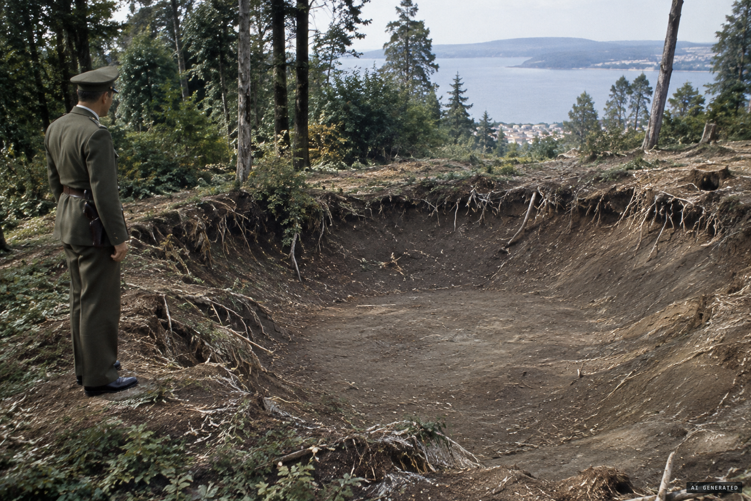 Gajardo finds the depression in the hillside