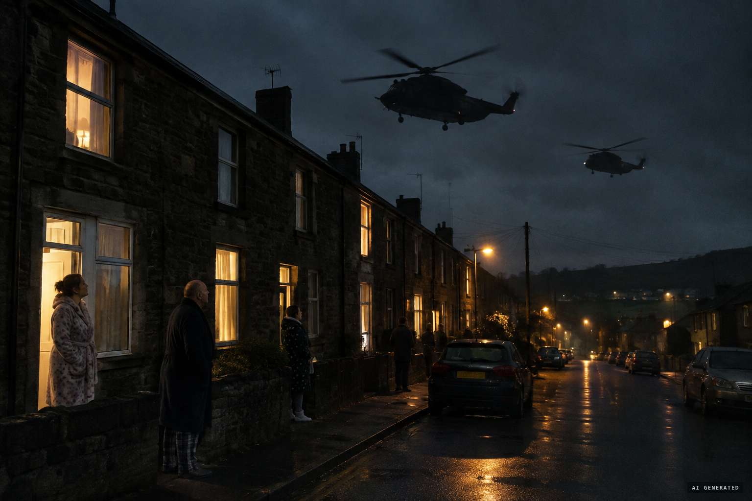 Helicopters and loud bangs over Pentyrch in the early hours of 26 February 2016