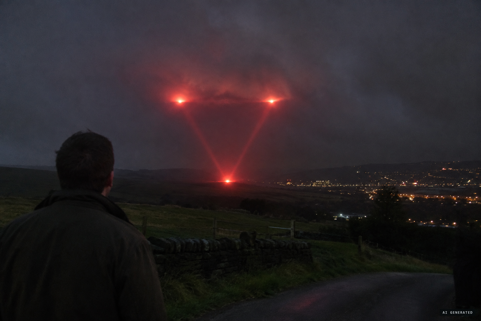 Mike Henbury sees lights converge into a triangle and light up near the ground