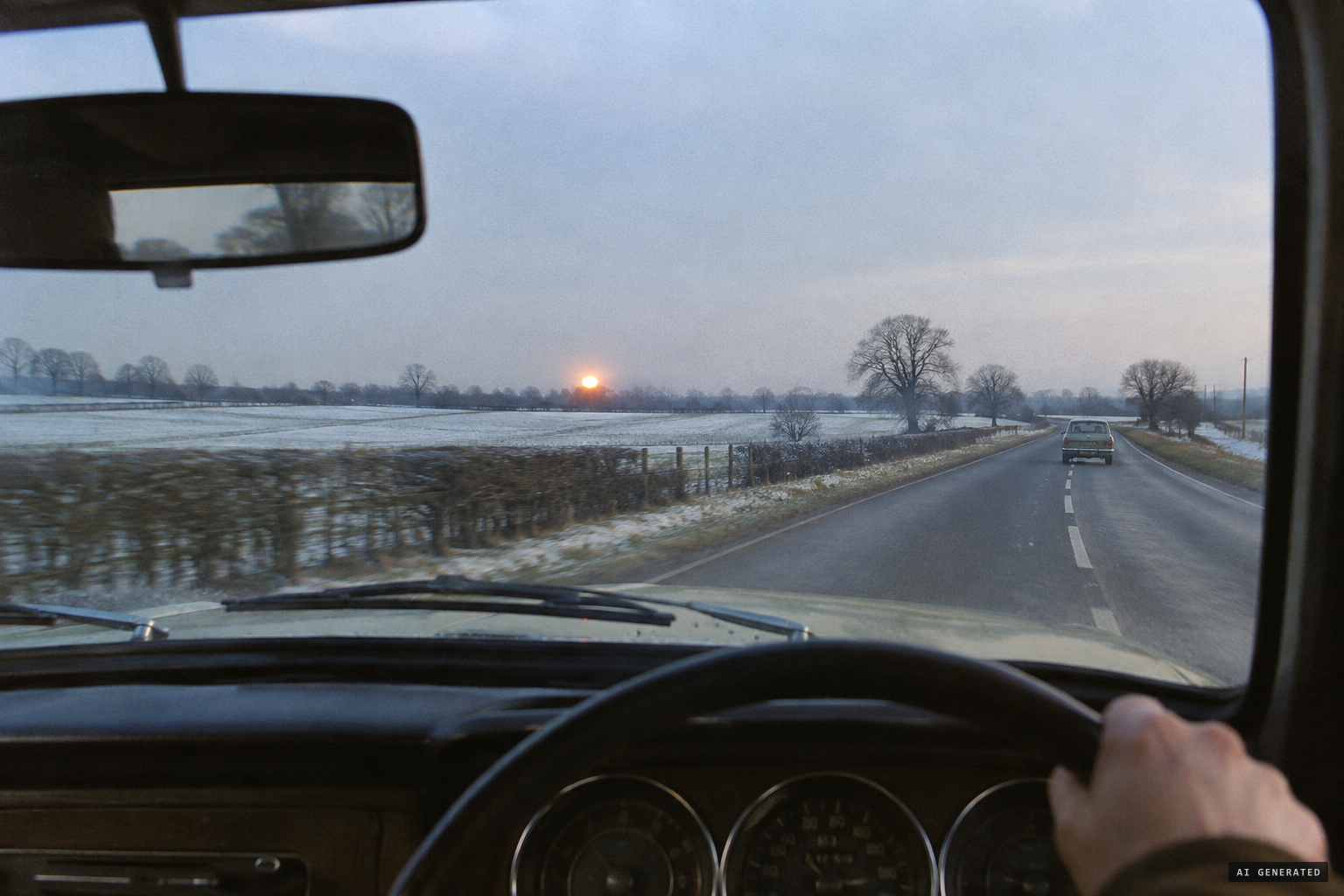 An orange ball of light low on the northerly horizon