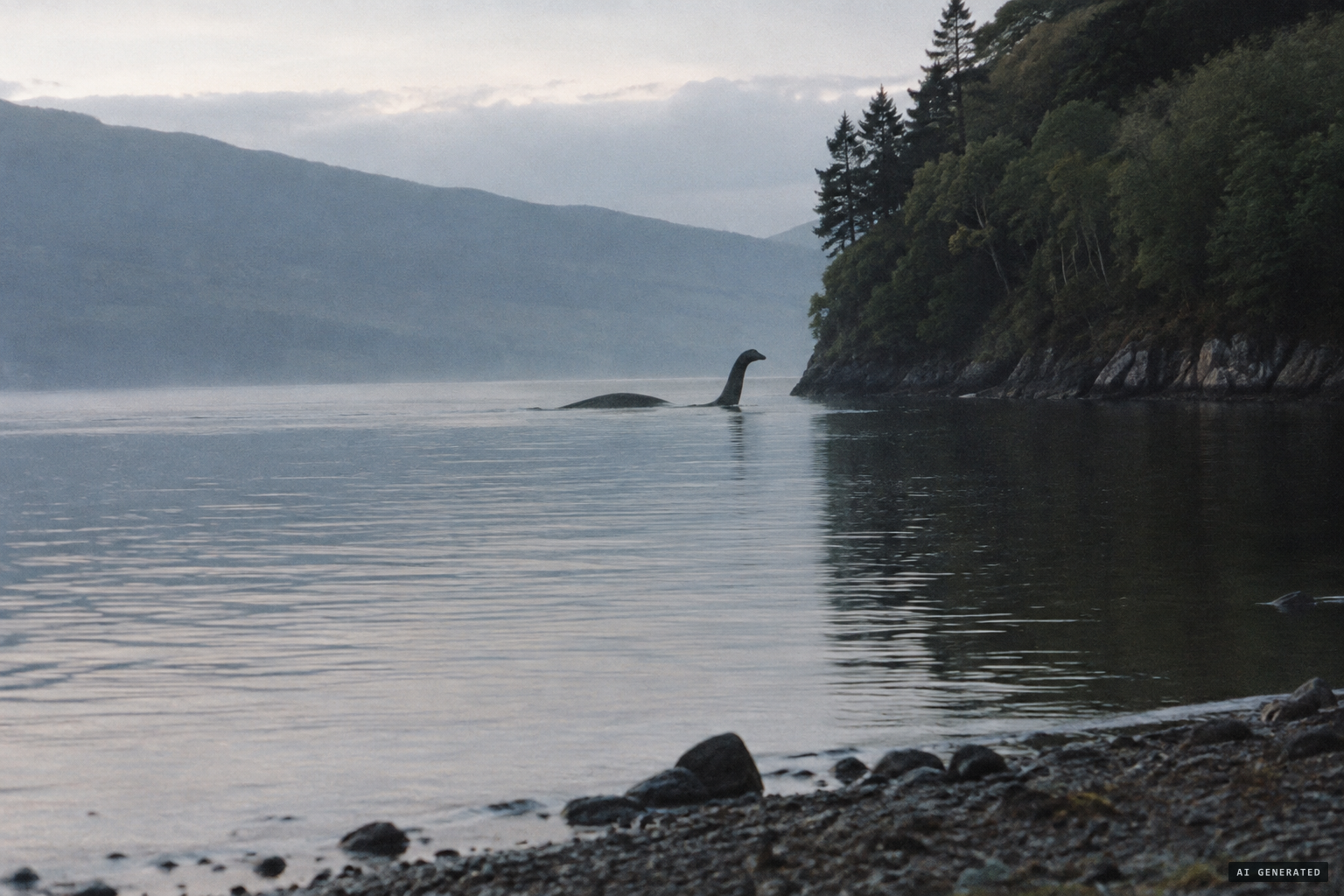 The monster glides around the headland at a fast walking pace