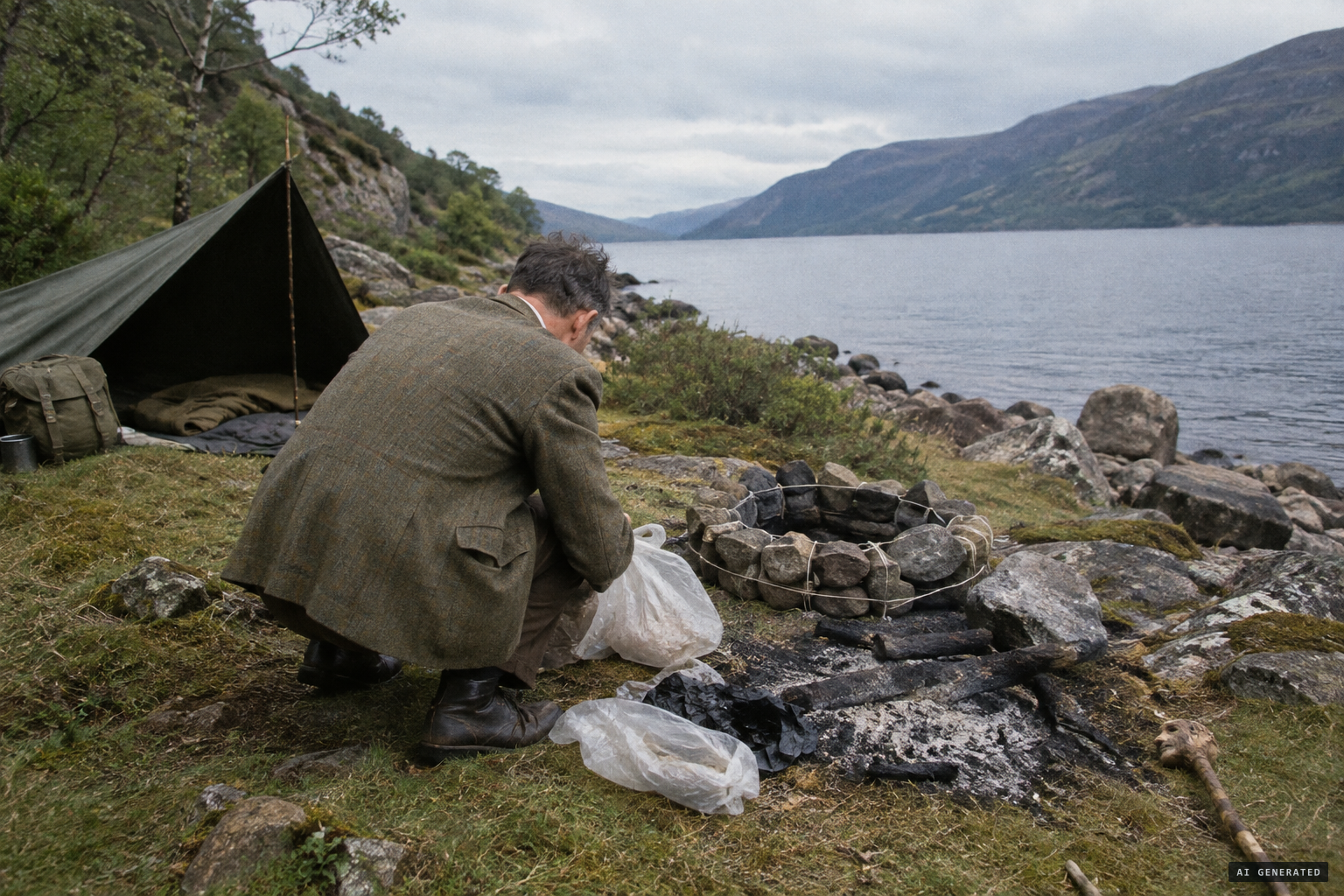 Maurice Burton finds bags, stones tied with string and a head-like stick