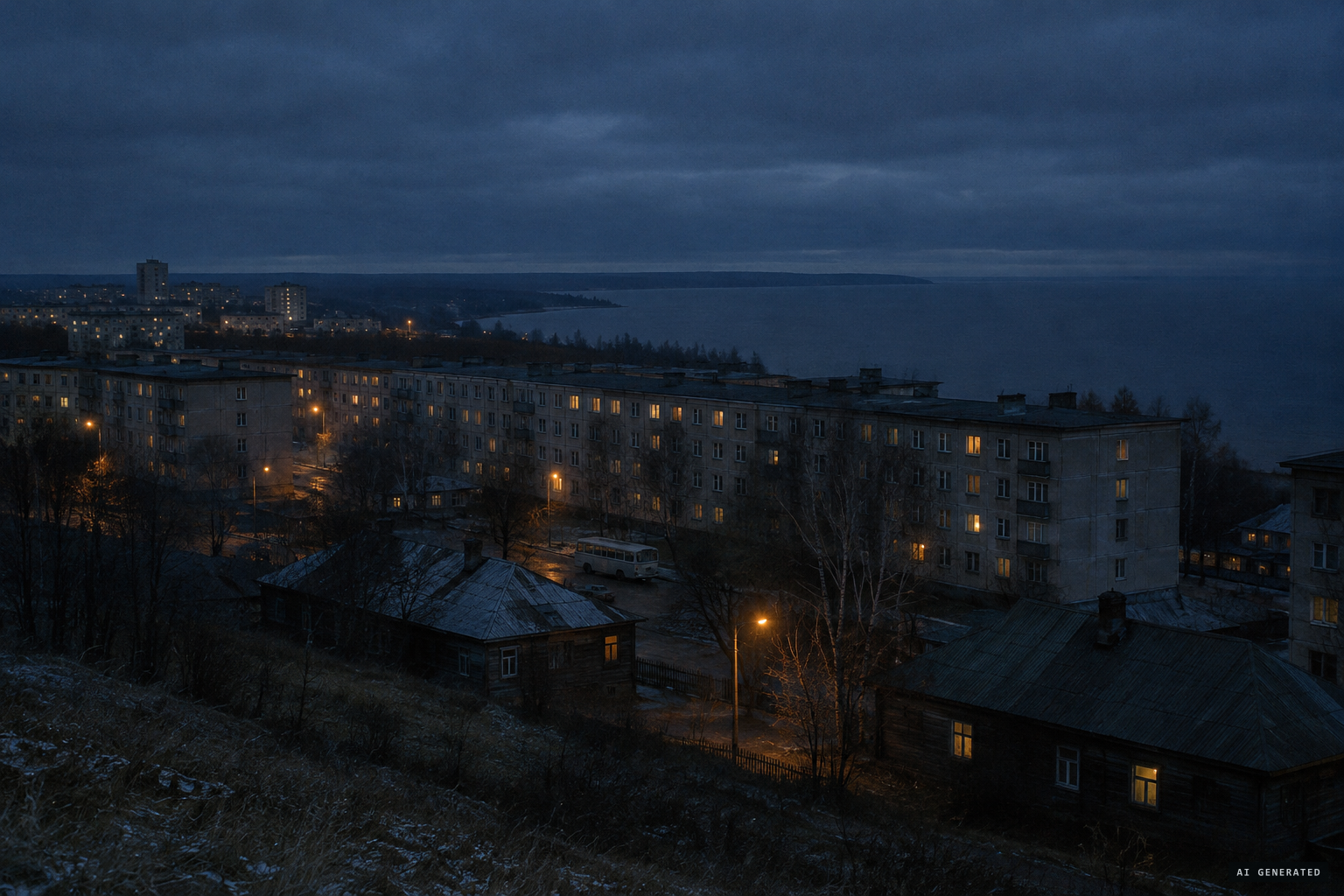 Petrozavodsk on Lake Onega, in the small hours of 20 September 1977