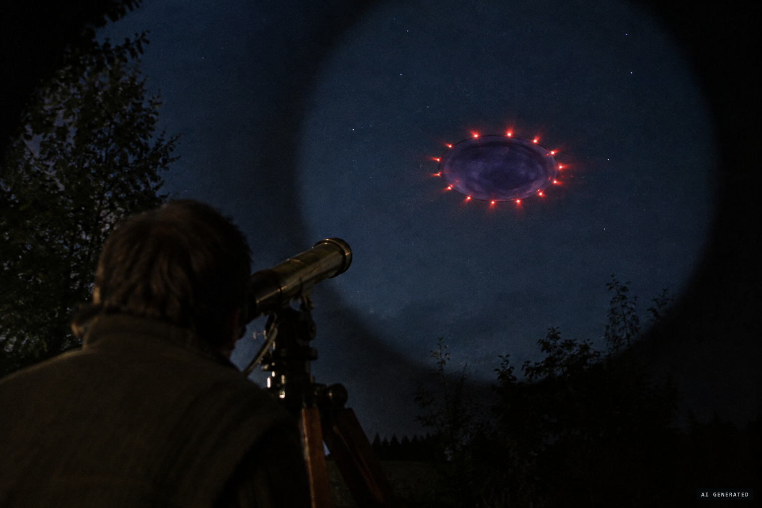 Yuri Linnik sees a dark amethyst lens with 16 nozzles sending out red rays
