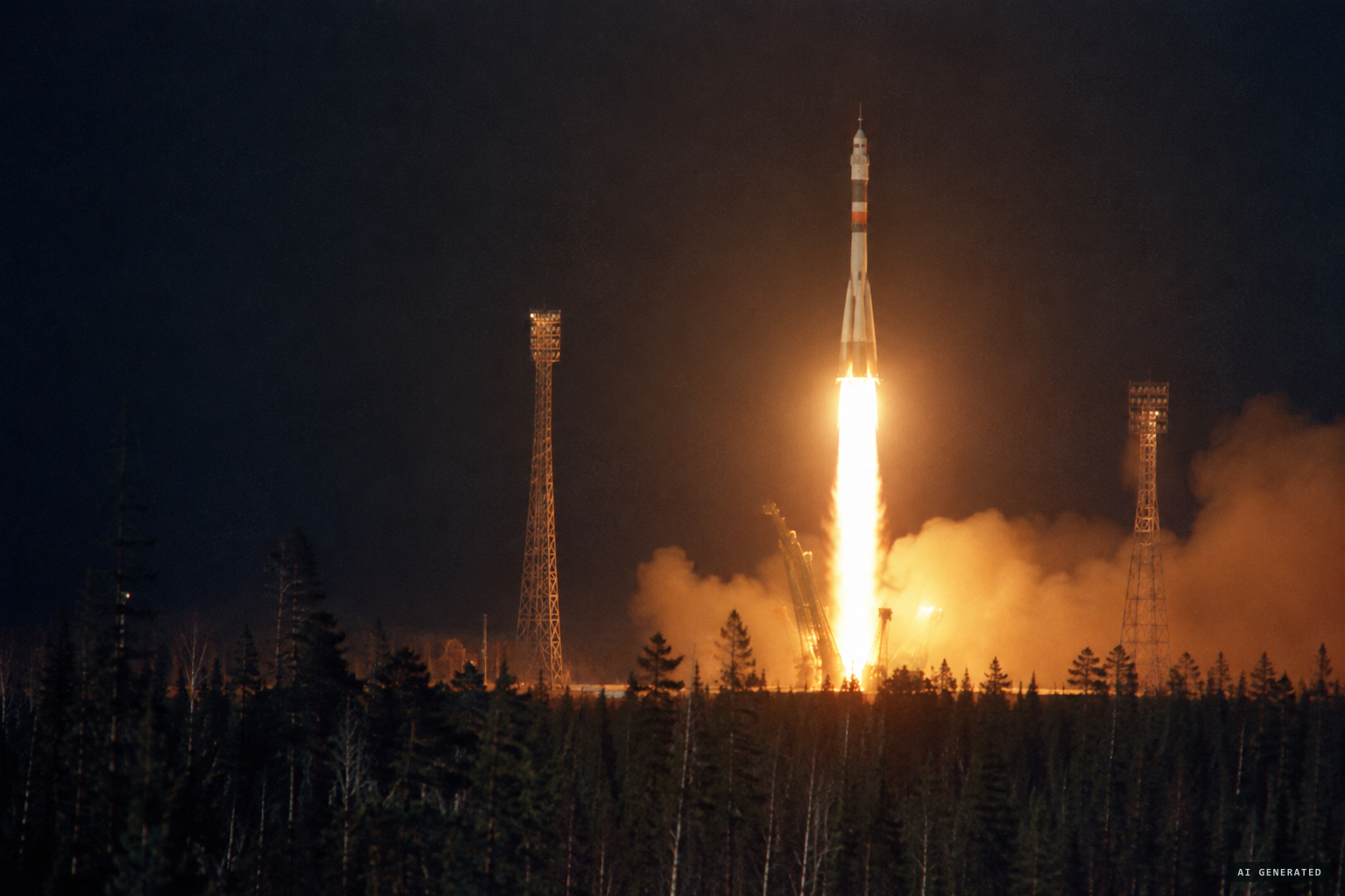 A Vostok-2M rocket lifts off from Plesetsk carrying Kosmos-955
