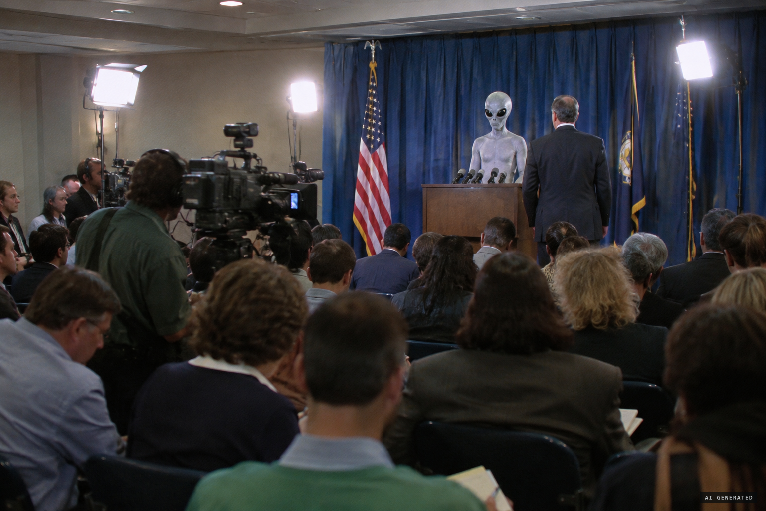 The June 1997 press conference with an aide in an alien costume