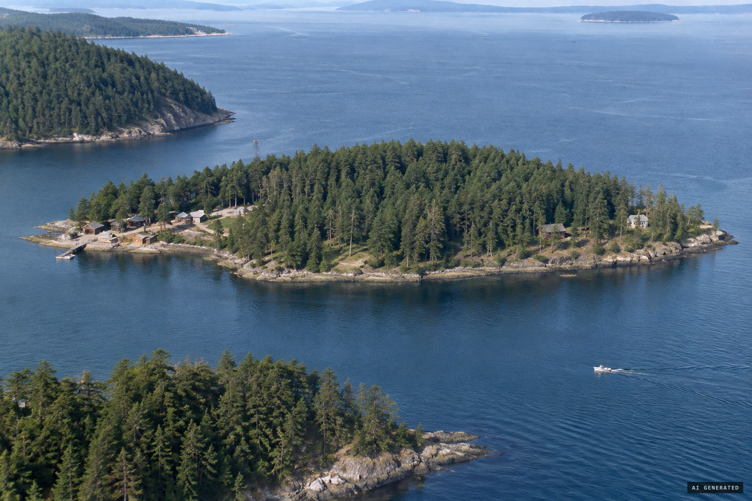 Johns Island, a small wooded island in the San Juan Islands