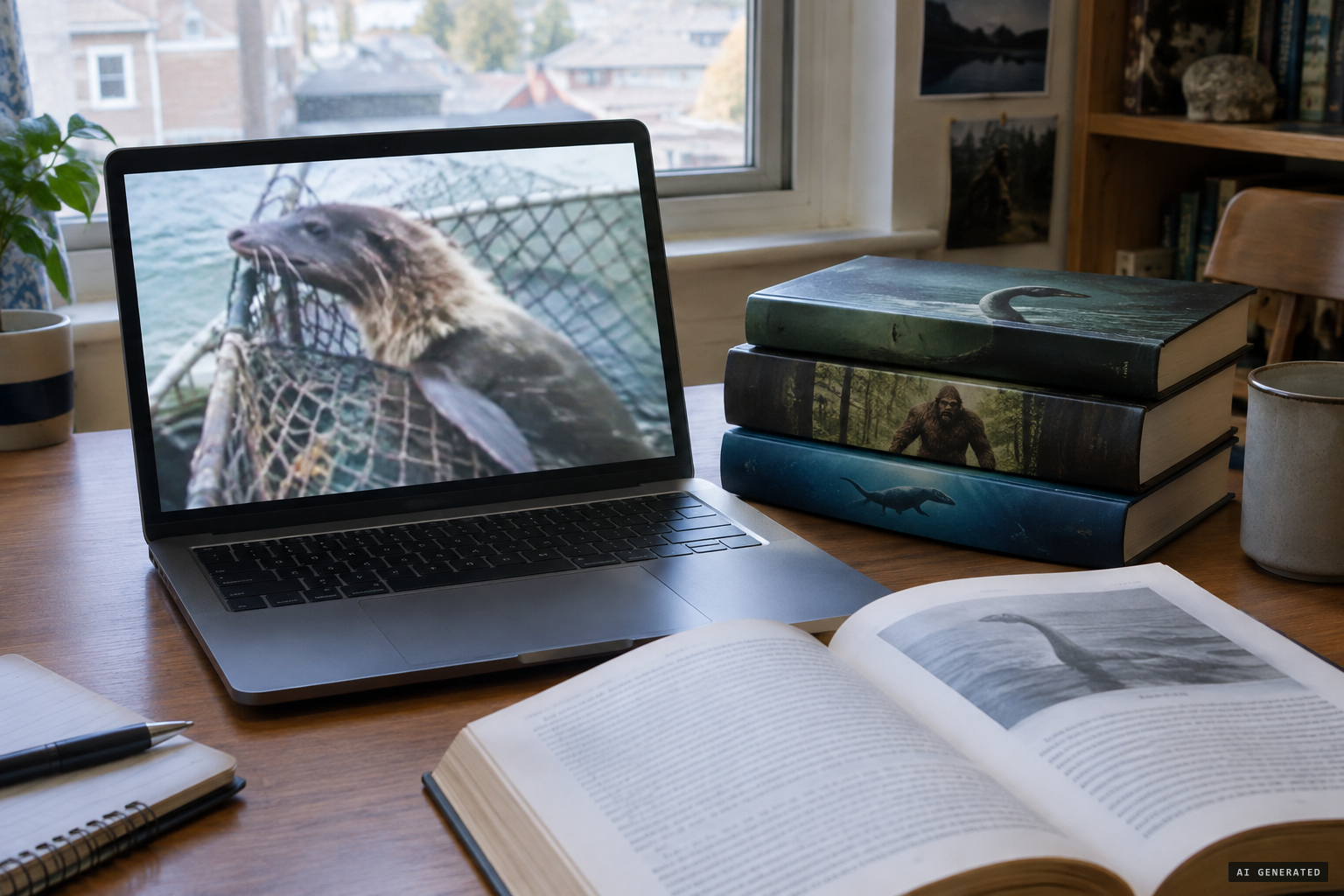 Later retellings added a net, a blurry photo, a furry neck and flippers